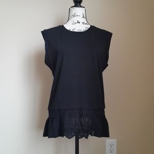 Tiny Anthropologie sleeveless top black tiered women's XS